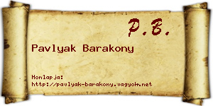 Pavlyak Barakony névjegykártya